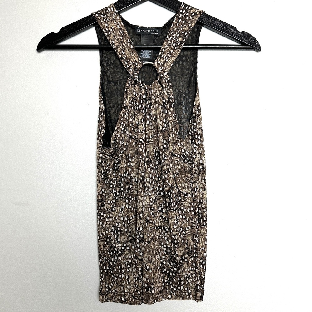 Kenneth Cole Animal Print 100% Silk Sleeveless Tank Top Blouse